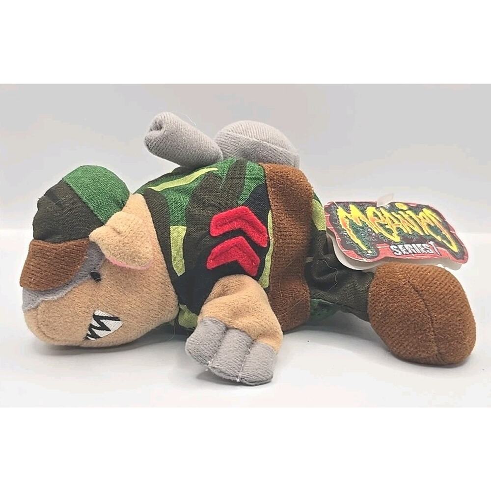 1997 Meanies Series 1 Armydillo Dan Plush Animal w‎ Tag Idea Factory BB27